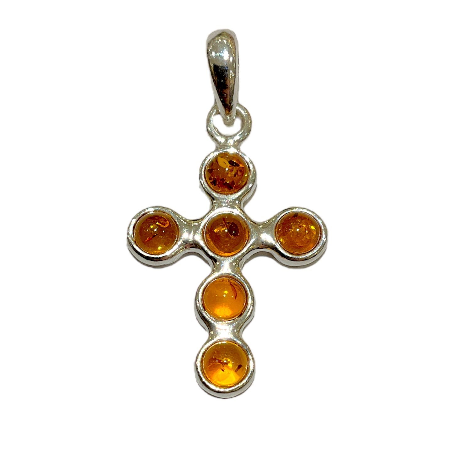 Pendentif ambre & argent croix