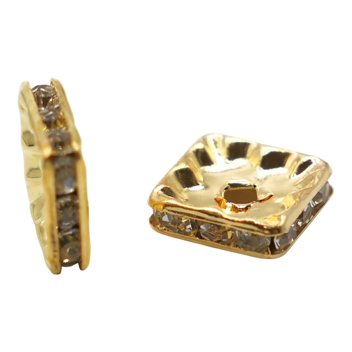 Lot de 100 breloques strass intercalaire PSD3 en cuivre doé