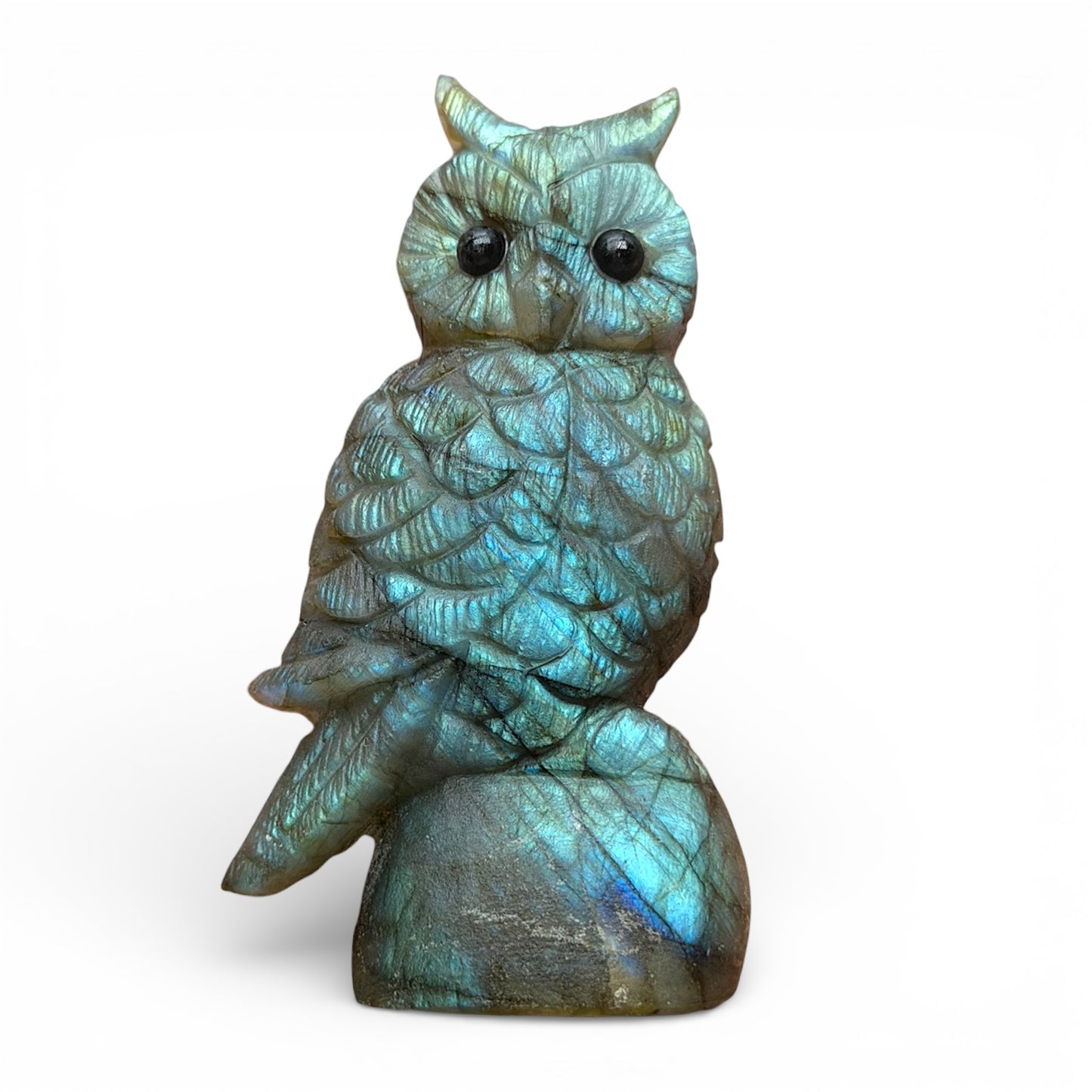 Figurine Hibou en Labradorite AA+ 7.5x4.5cm (modèle unique nº33)