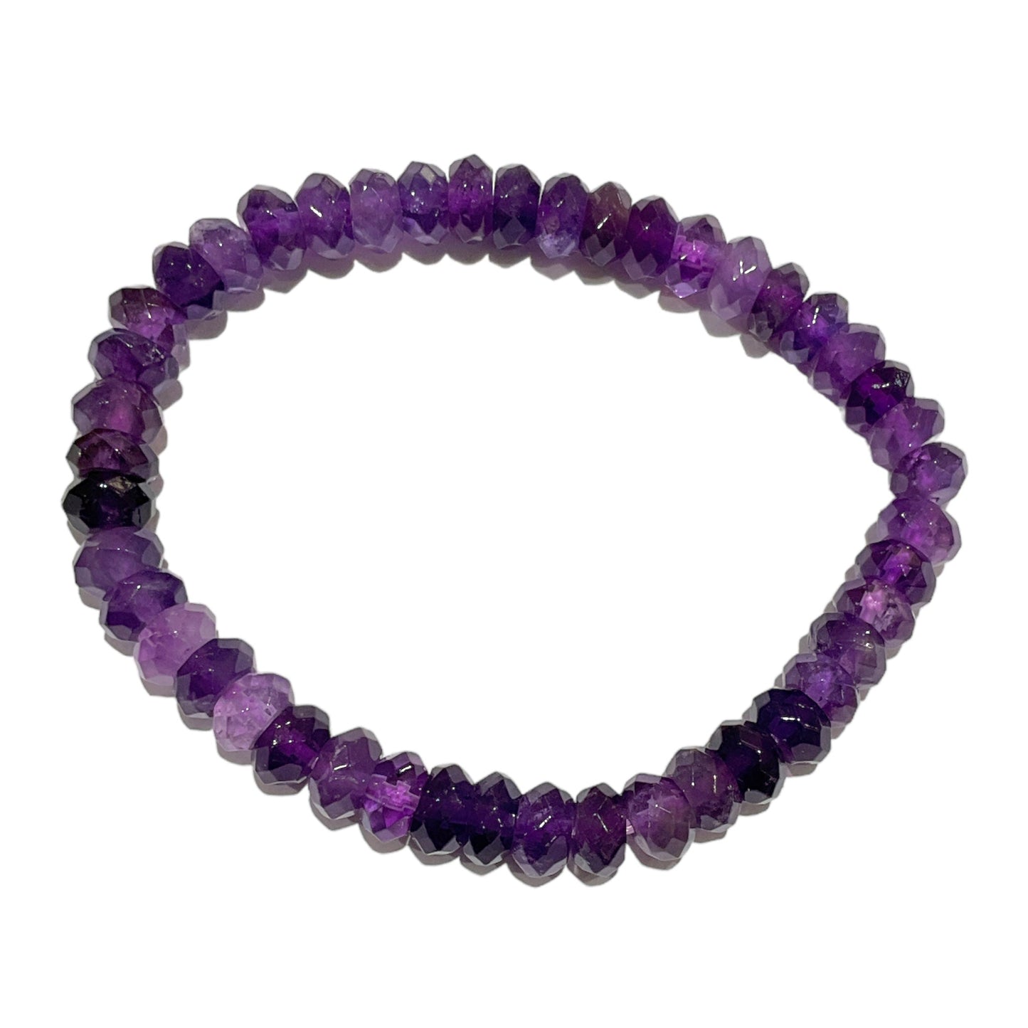 Bracelet Amethyste AA rondelle Facetté