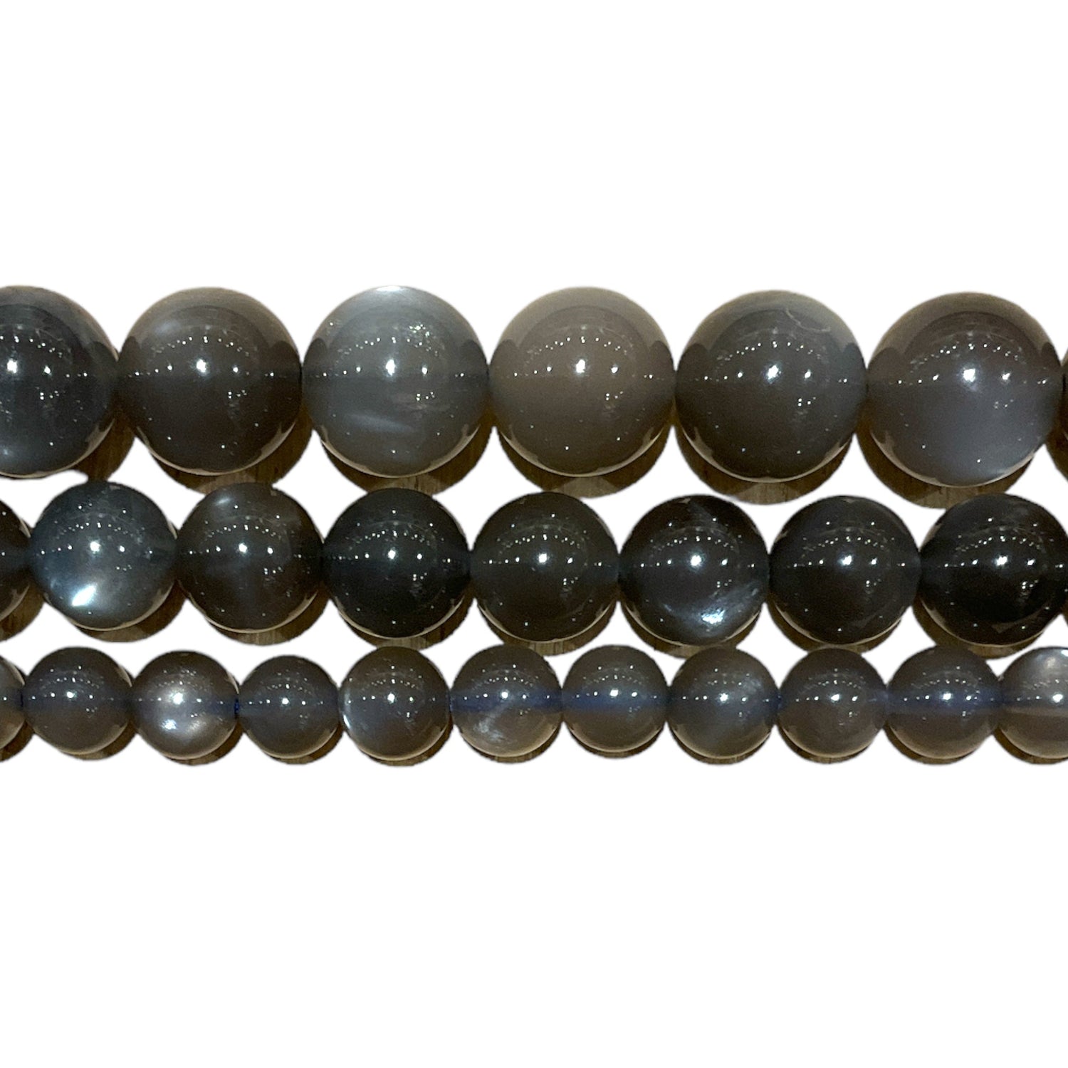 Fil de perles Pierre de lune noire AAA - Foliesbijoux