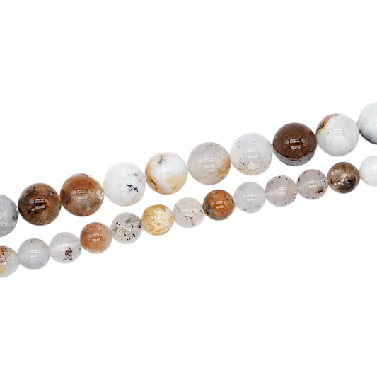 Fil de perles Opale multicolore blanche A+