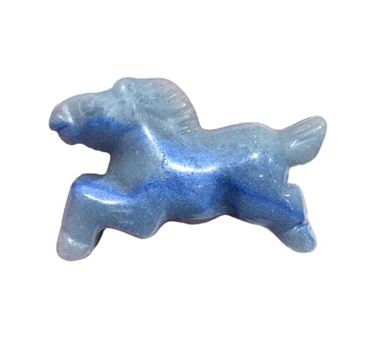 Figurine Cheval en Aventurine bleu