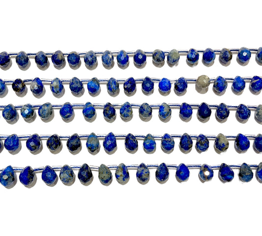 44 petits pendentifs Lapis lazuli goutte facetté 6x9 mm