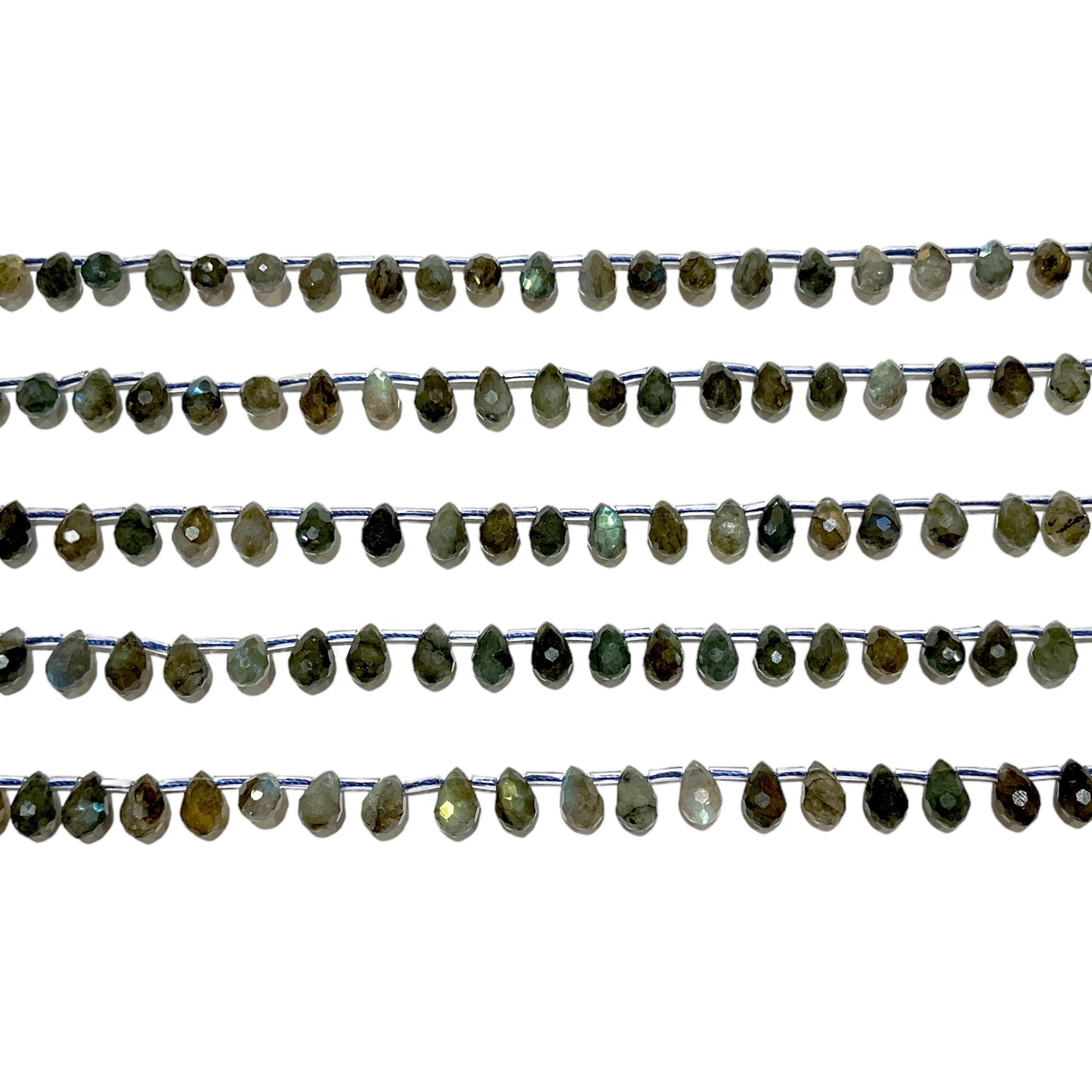 44 petits pendentifs Labradorite goutte facetté 6x9 mm