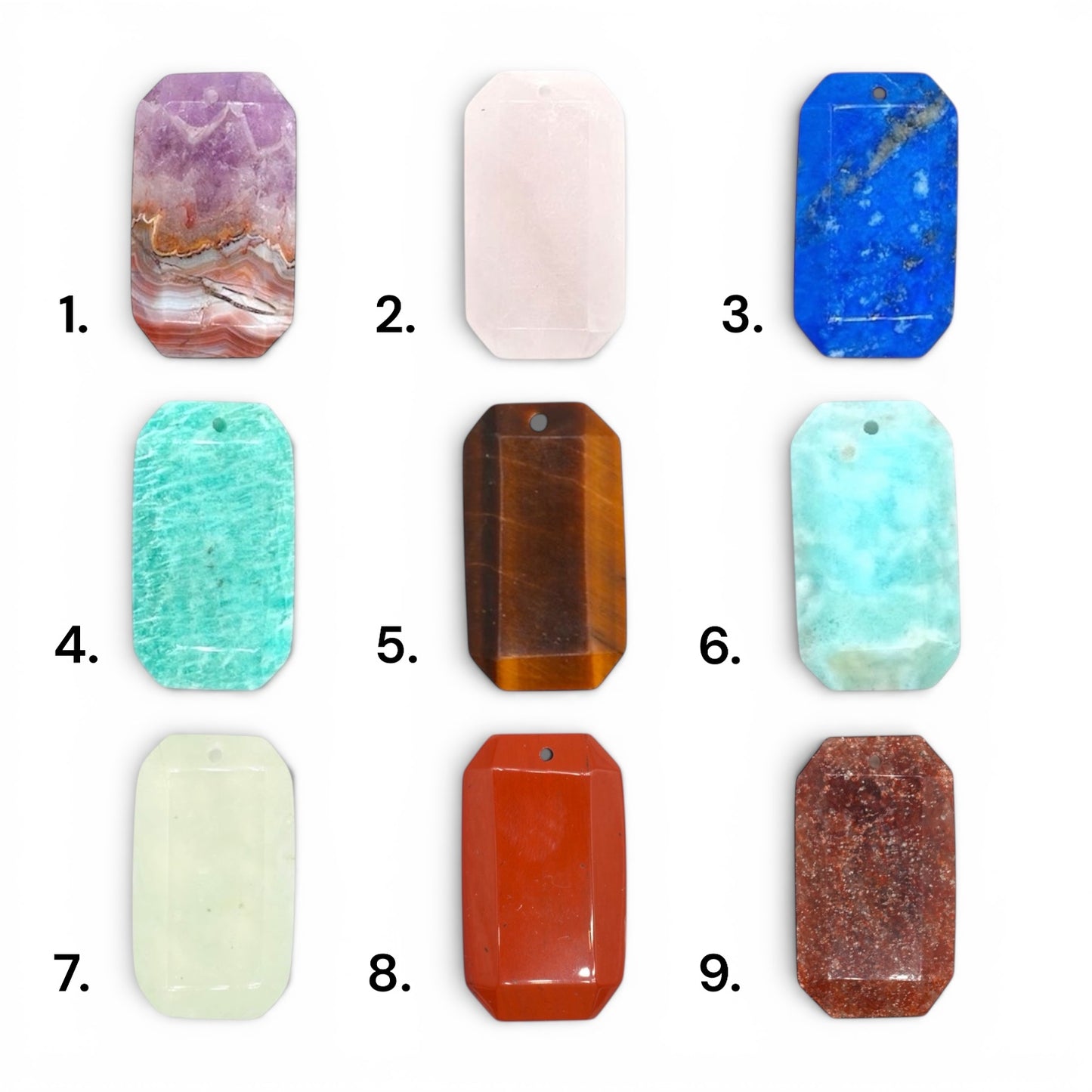 Pendentif rectangle 20x35 mm (6 pierres disponibles) (bélière non incluse)