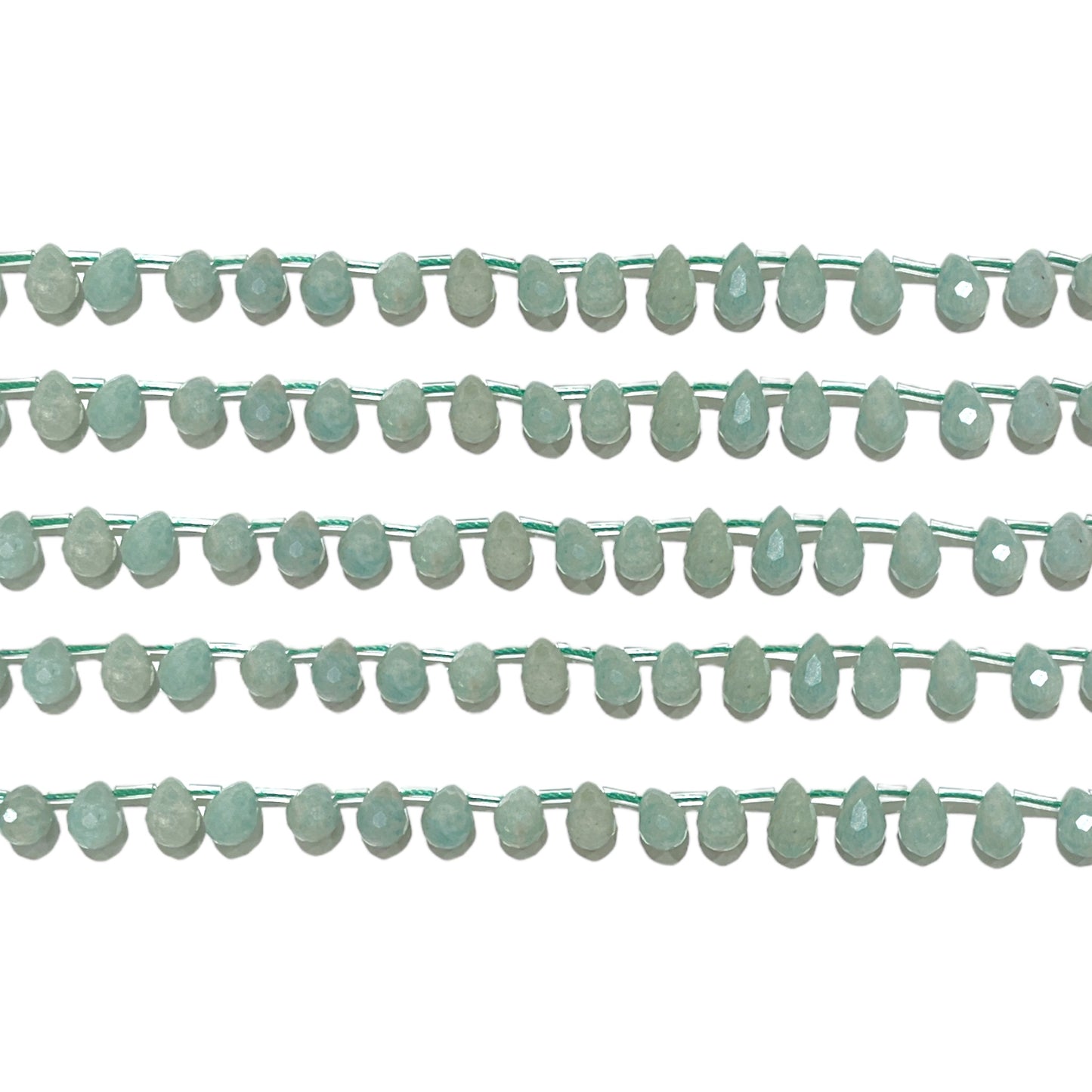 44 petits pendentifs Amazonite goutte facetté 6x9 mm