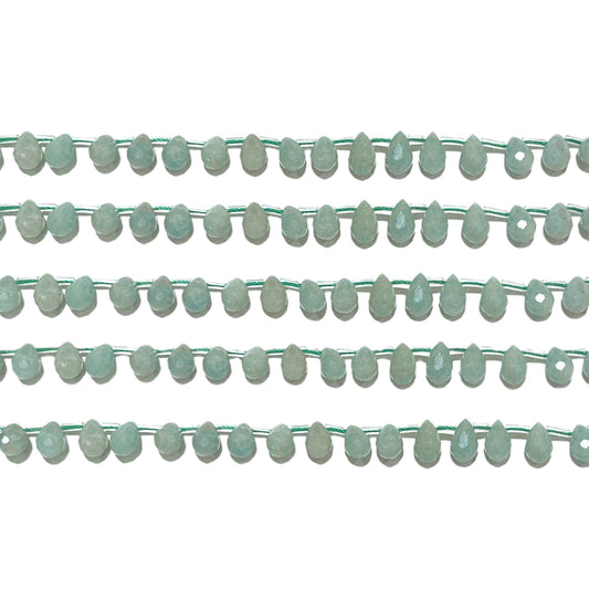 44 petits pendentifs Amazonite goutte facetté 6x9 mm