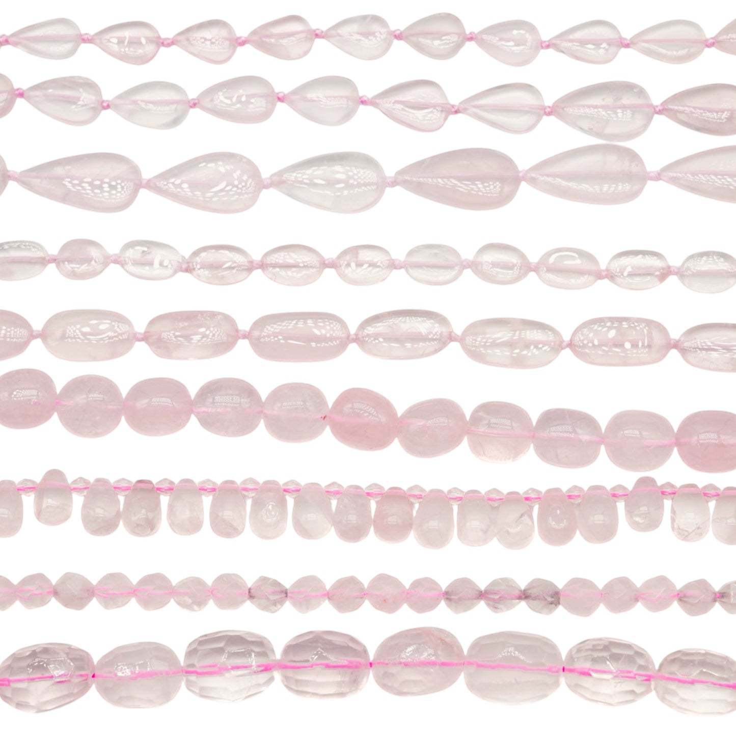 Fil de perles Quartz rose forme libre (9 formes disponible)