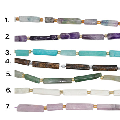 Fil de perle 6x30 mm en pierre naturelle (7 pierres disponible)