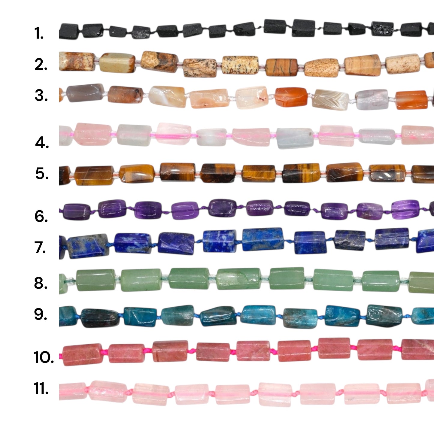 Fil de perle forme cylindrique 8x12 mm (35 pierres disponible)