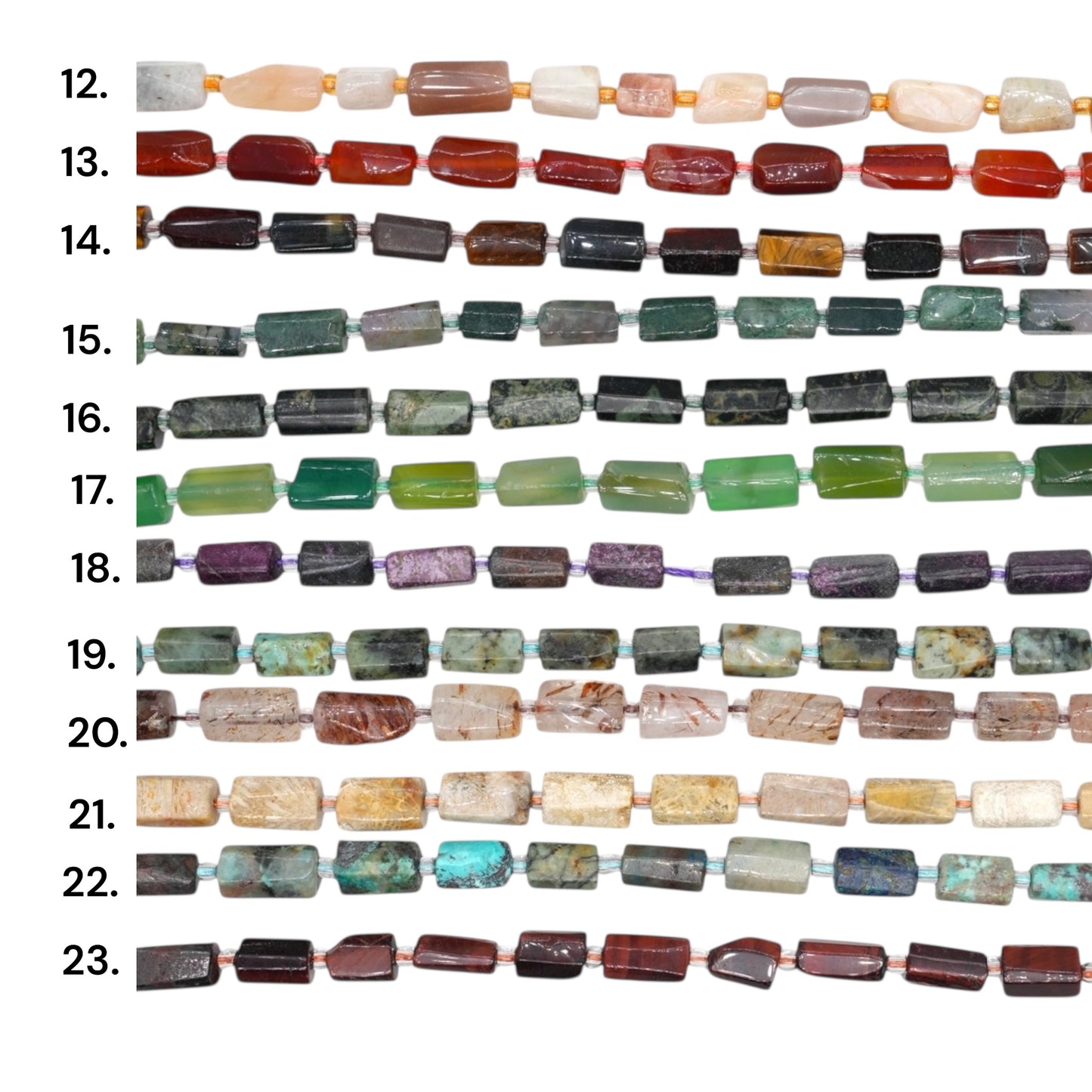 Fil de perle forme cylindrique 8x12 mm (35 pierres disponible)