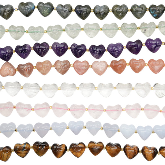 Fil de perle coeur 15 mm (8 pierres disponible)