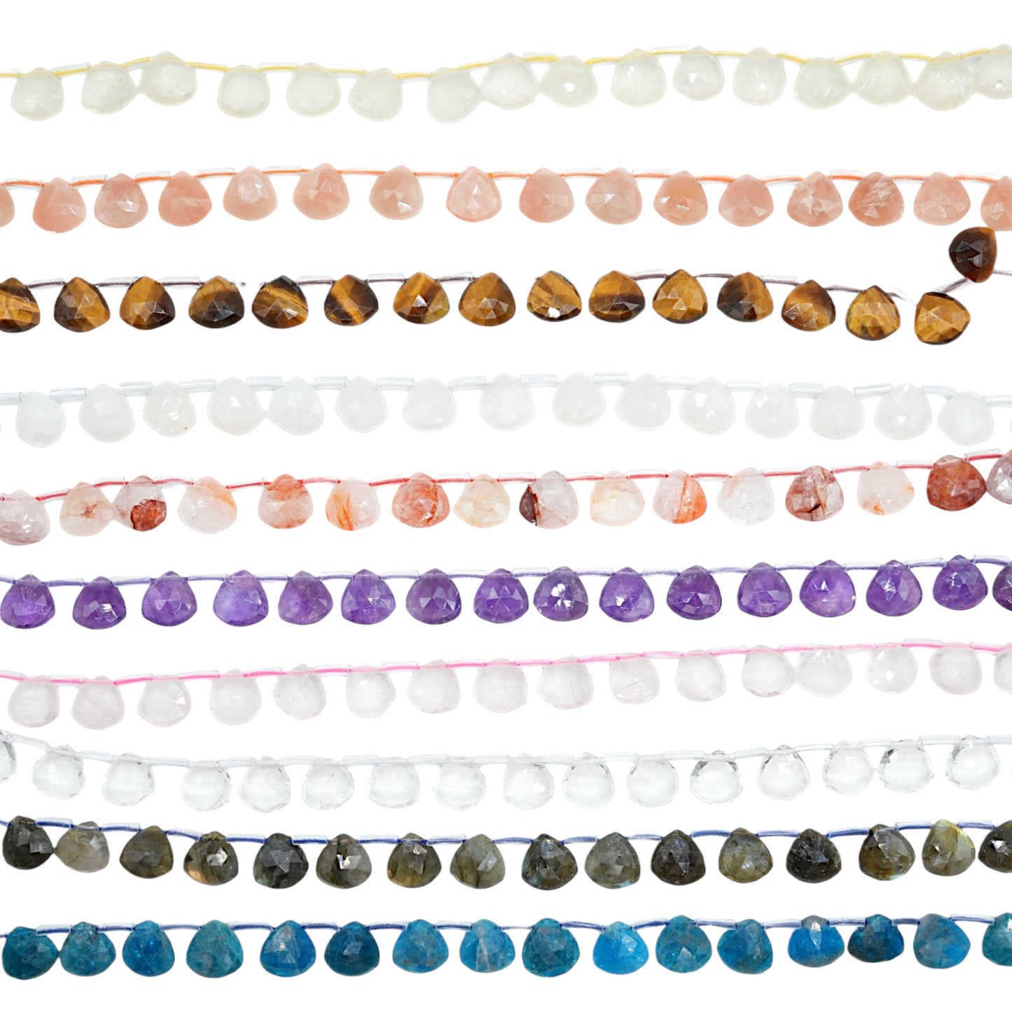 Fil de perle Goutte forme poire facetté 12x12 mm (11 pierres naturelles disponible)