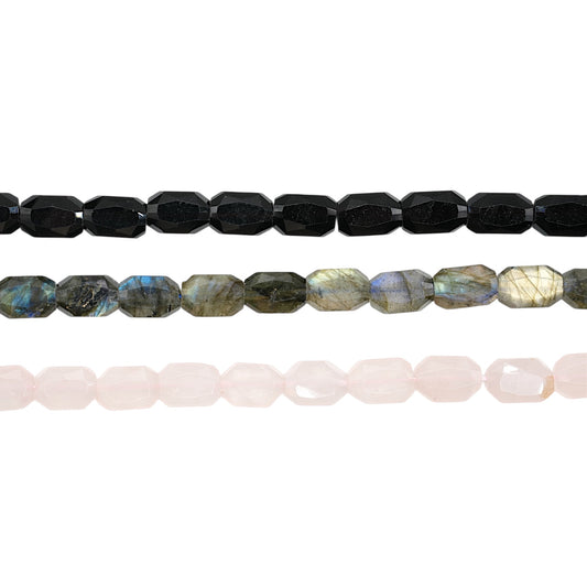 Fil de perle rectangulaire facetté plat 9x13 mm (3 pierres disponible)