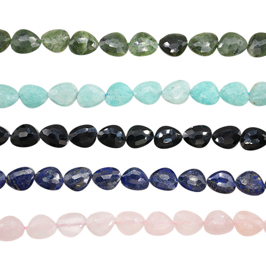 Fil de perle forme poire facetté plat 13x16 mm (5 pierres disponible)