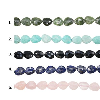 Fil de perle forme poire facetté plat 13x16 mm (5 pierres disponible)