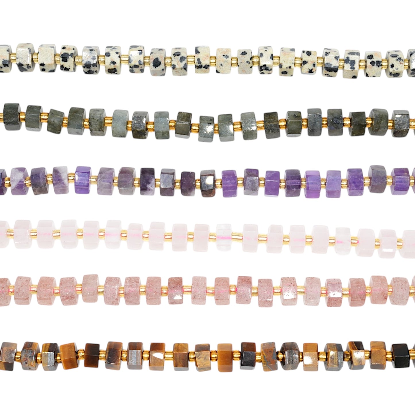 Fil de perle forme rondelle hexagone facetté 8x4 mm (6 pierres disponible)