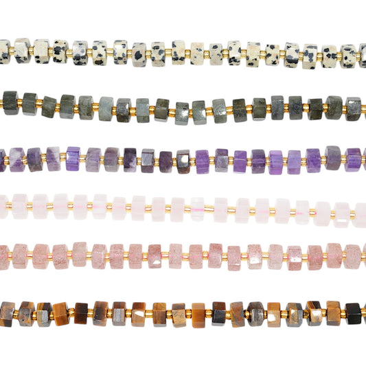 Fil de perle forme rondelle hexagone facetté 8x4 mm (6 pierres disponible)