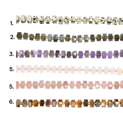 Fil de perle forme rondelle hexagone facetté 8x4 mm (6 pierres disponible)