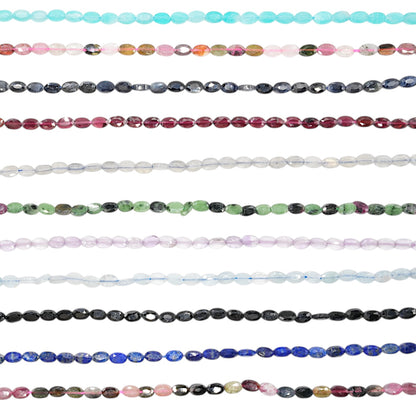 Fil de perles ovale facettés 4x6mm (11 pierres disponible)