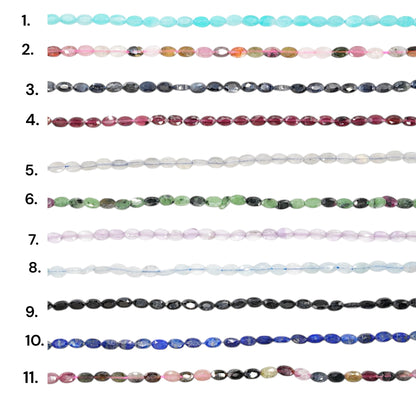 Fil de perles ovale facettés 4x6mm (11 pierres disponible)