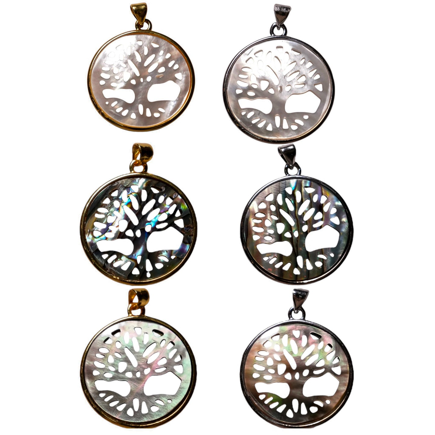 Pendentif Arbre de vie nacre/abalone 2,5 cm