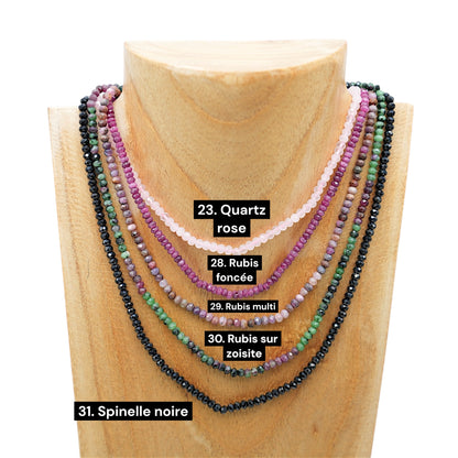 Multicolor tourmaline necklace 3x4mm gold/silver stainless steel