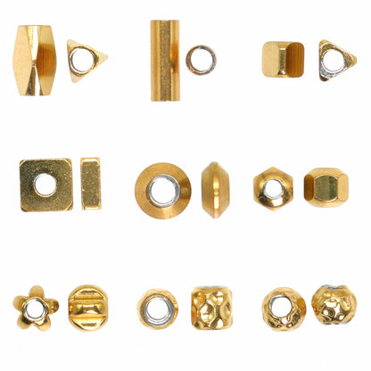 Lot de 20 breloques intercalaire en acier doré (9 modèles disponible)