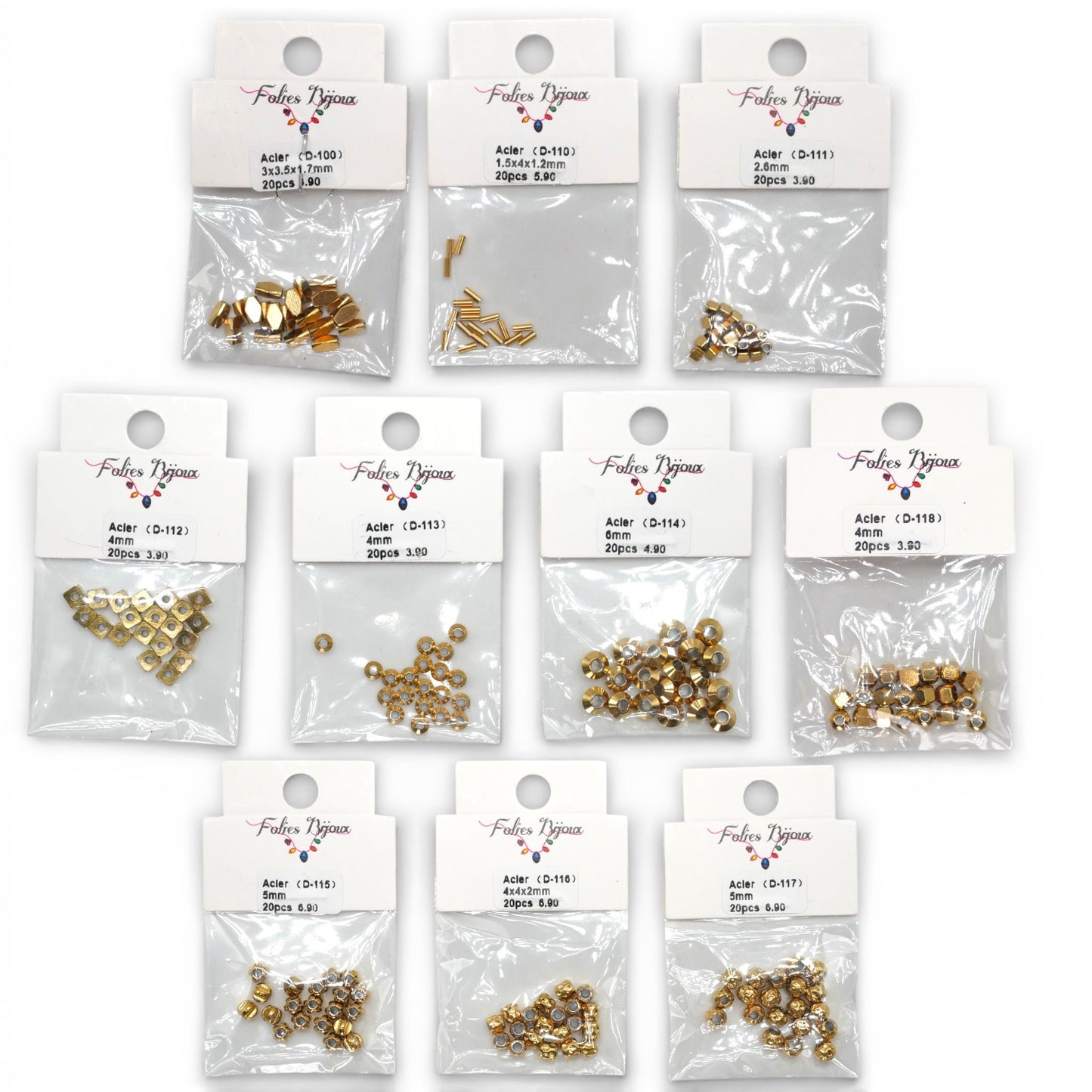 Lot de 20 breloques intercalaire en acier doré (9 modèles disponible)