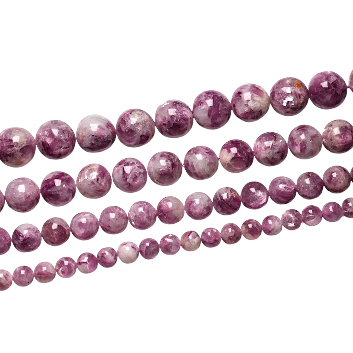 Fil de perle Lepidolite violette claire avec inclusion A