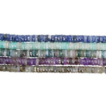 Fil de perle en rondelle facetté 2x6 mm (5 pierres disponible)