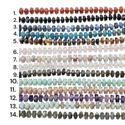 Fil de perles rondelles facetté 5x11 mm (13 coloris disponible)