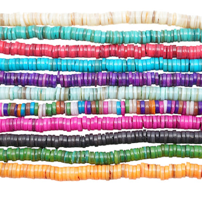 Fil de perle rondelles de 40 cm Nacre chauffée 2x8 mm (11 coloris disponible)