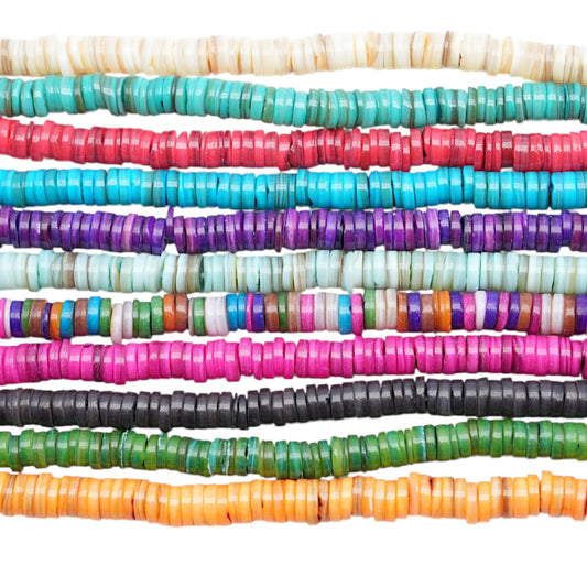 Fil de perle rondelles de 40 cm Nacre chauffée 2x8 mm (11 coloris disponible)