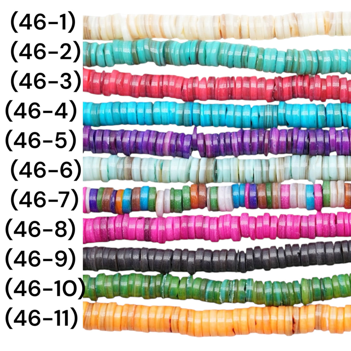 Fil de perle rondelles de 40 cm Nacre chauffée 2x8 mm (11 coloris disponible)