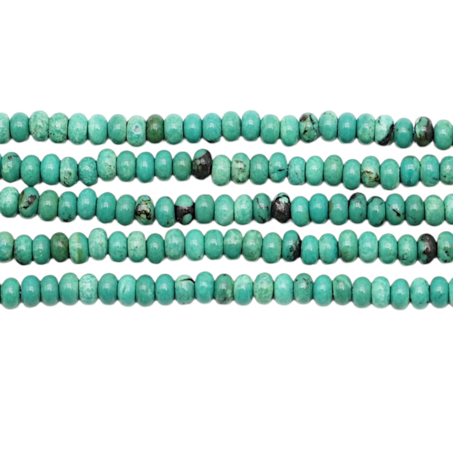 Fil de perles rondelles en Turquoise de Chine VERDÂTRE 2x4 mm