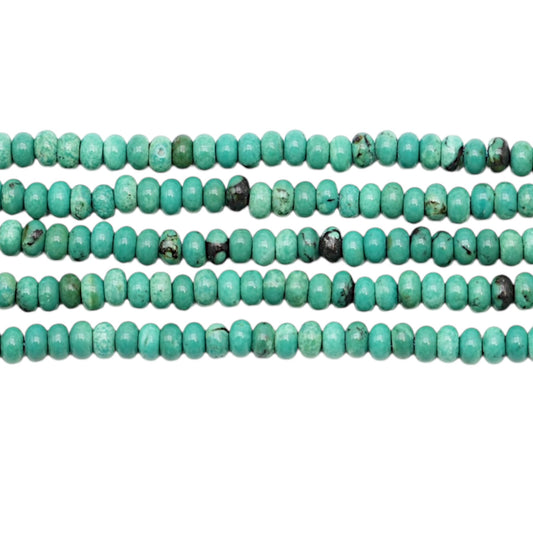 Fil de perles rondelles en Turquoise de Chine VERDÂTRE 2x4 mm
