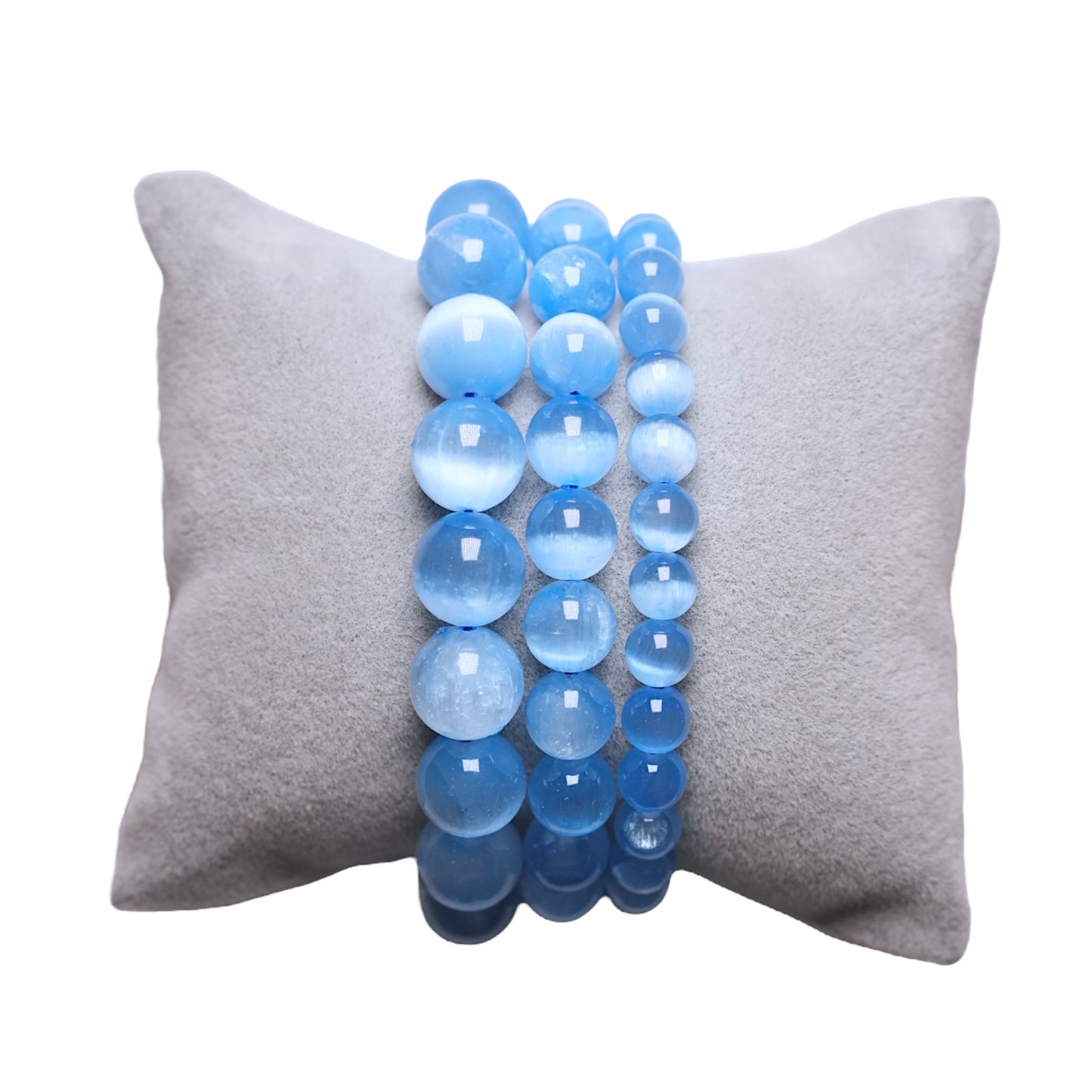 Bracelet Selenite chauffée bleue couleur 8