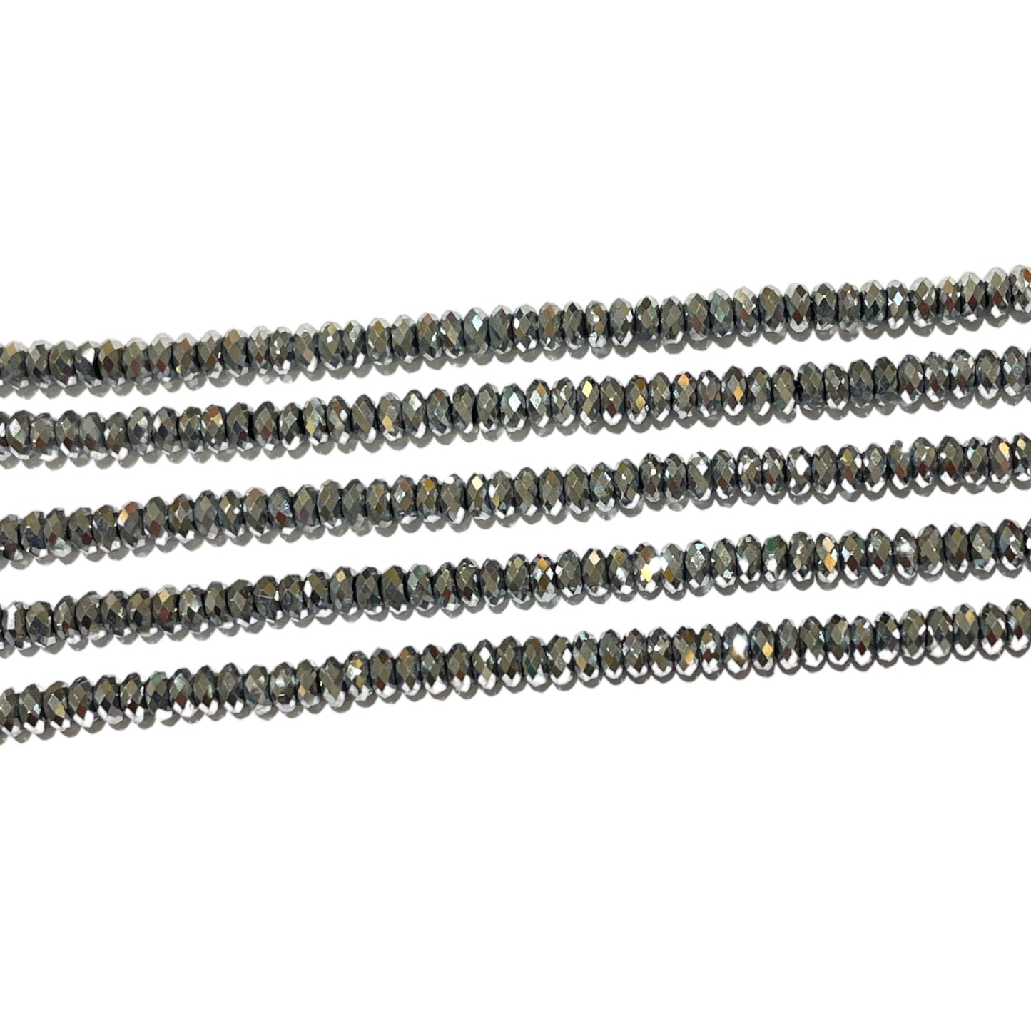 Fil de perle Hématite electroplaquée argentée claire 3mm HEA-9P