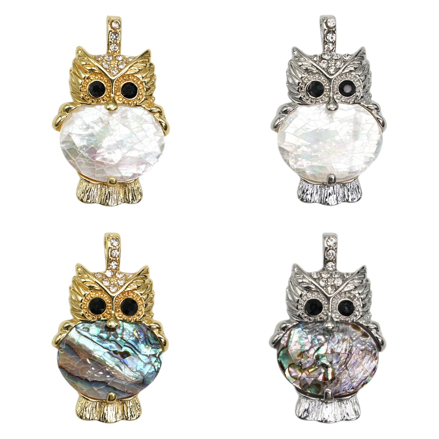 Pendentif petit hibou 2.5 x 4 cm nacre/ormeau