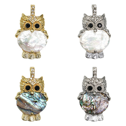 Pendentif petit hibou 2.5 x 4 cm nacre/ormeau