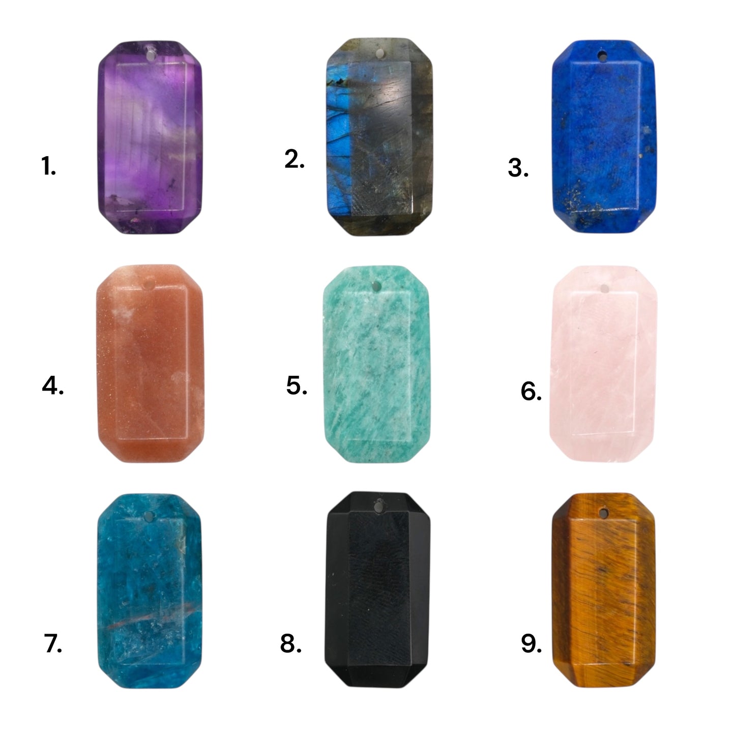 Pendentif rectangle 15x28 mm (9 pierres disponibles) (bélière non incluse)