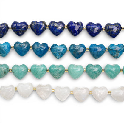 Fil de perle coeur 15 mm (12 pierres disponible)