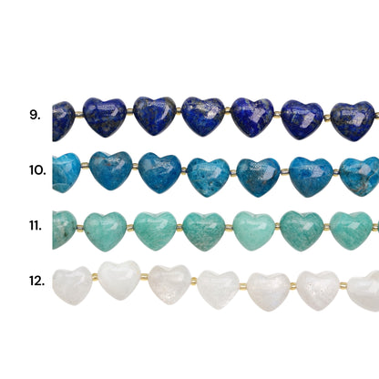 Fil de perle coeur 15 mm (12 pierres disponible)