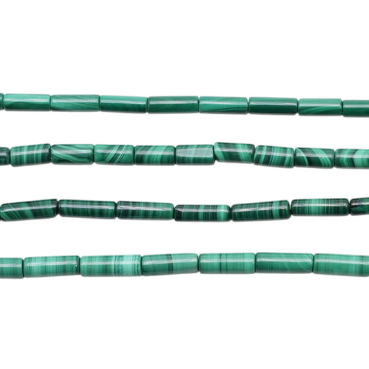 Fil de perles Malachite forme tube (4 tailles disponible)