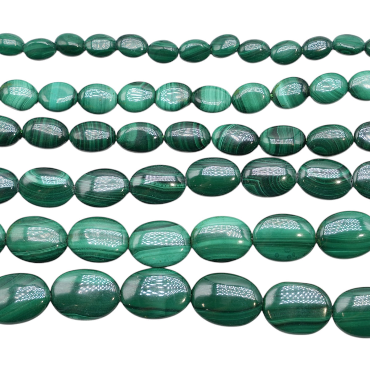 Fil de perles Malachite forme ovale (6 tailles disponible)