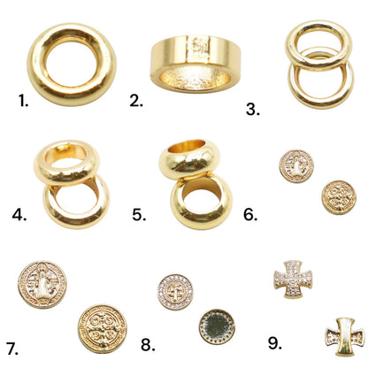 Set of 20 gold-plated brass spacer charms (17 designs available)
