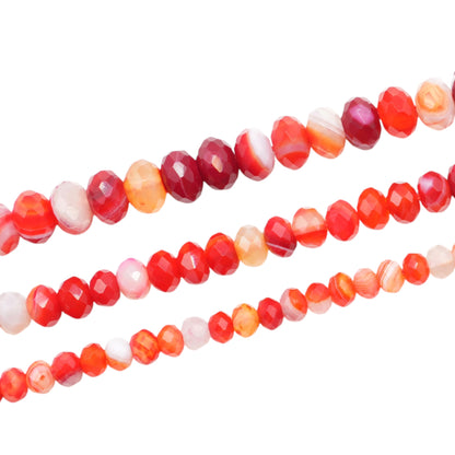 Fil de perles rondelle facettées Agate rouge chauffée