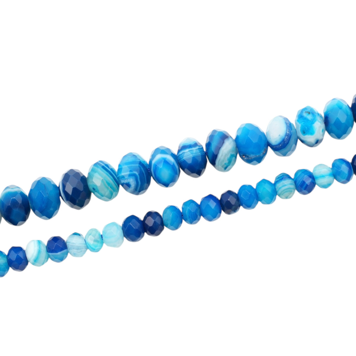 Fil de perles rondelle facettées Agate bleue chauffée